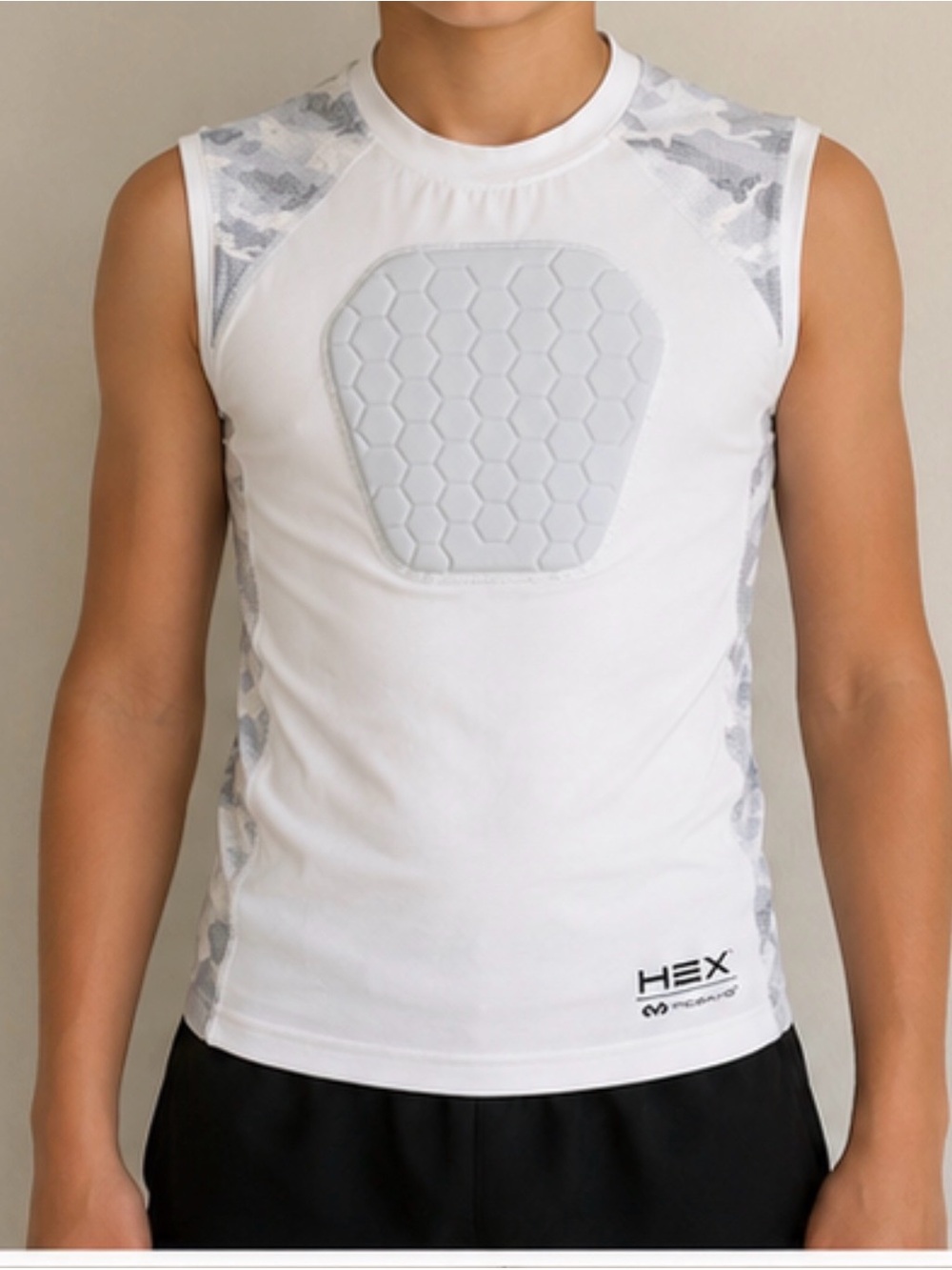 McDavid HEX Youth XL Padded Sternum Compression Shirt White Camo NWT